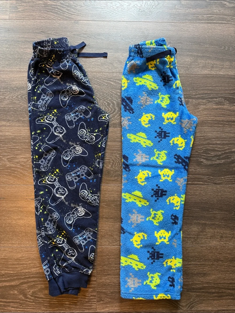 Kids Blue Fleece Pajama Bottoms with Video Game Print, 2 Pack Size 10/12